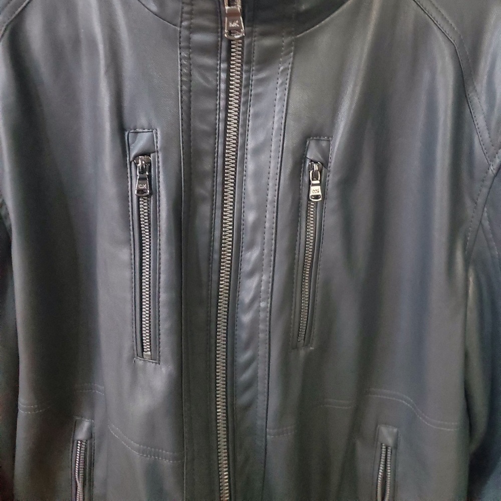 Mens Michael Kors Leather Jacket. Color is Grey. Size Large. Only worn 2 times.
